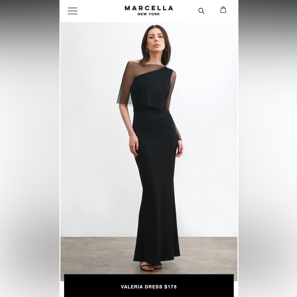 Marcella New York Black One-Shoulder Gown
